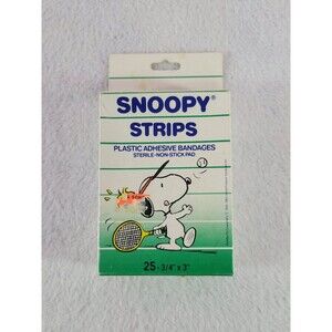 Snoopy and Woodstock Play Tennis Snoopy Strips Plastic Adhesive Bandages
